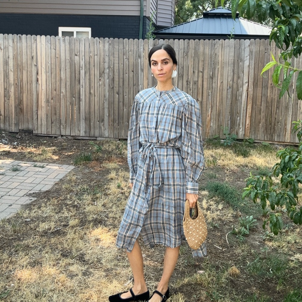Ulla Jhonson 
2022 summer/Spring plaid Print Midi Length Dress
Size: XS | US 0